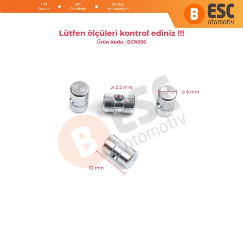 BCR036 100 Adet İç Dış Kapı Kolu Bagaj Kapağı Kilidi Mandal Açma Kablosu Tel Halat Ucu 6x10 mm Delik Çapı: 2.2 mm