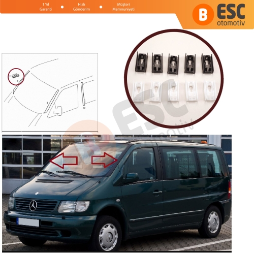 Mercedes Vito W638 1996-2003 için Ön Cam Çıta Klips Seti Sağ Sol 638984086  6389840961