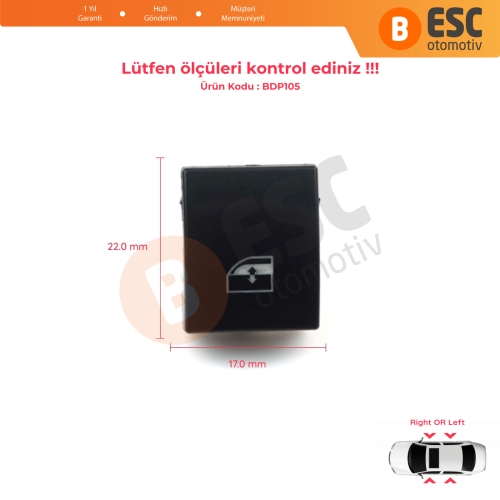 Opel Astra H Zafira B Tigra B 6240452 İçin 1 Adet Ön veya Arka Cam Açma Düğme Kapağı