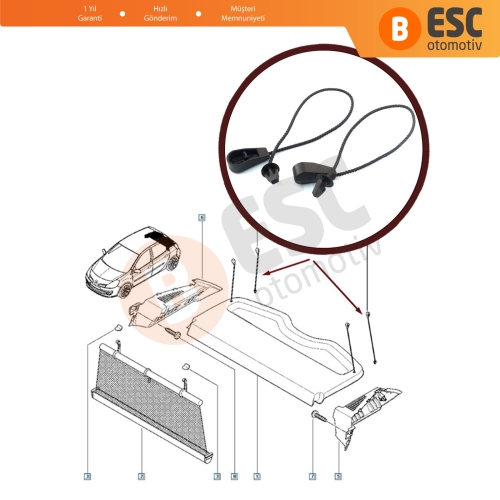 Renault Clio Megane Laguna HB için Bagaj Raf Askı İpi 7701062123