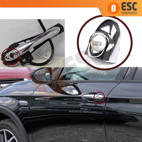 Fiat Egea 2015-On için Krom Kaplama Plastik Ön Sol Dış Kapı Kolu Uç Parçası Anahtar Delikli 735635866