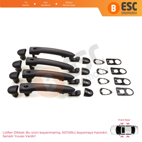 Renault Fluence Megane 3 Clio 4 Scenic 3 Captur 1 için 4 Adet Sensör Delikli Dış Kapı Açma Kolu Astarlı 806706656R