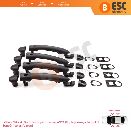 Renault Fluence Megane 3 Clio 4 Scenic 3 Captur 1 için 4 Adet Sensör Delikli Dış Kapı Açma Kolu Astarlı 806706656R