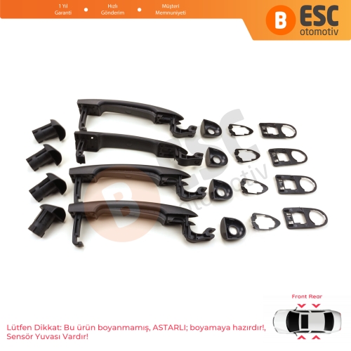 Renault Fluence Megane 3 Clio 4 Scenic 3 Captur 1 için 4 Adet Sensör Delikli Dış Kapı Açma Kolu Astarlı 806706656R