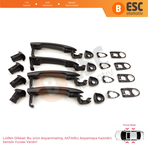 Renault Fluence Megane 3 Clio 4 Scenic 3 Captur 1 için 4 Adet Sensör Delikli Dış Kapı Açma Kolu Astarlı 806706656R