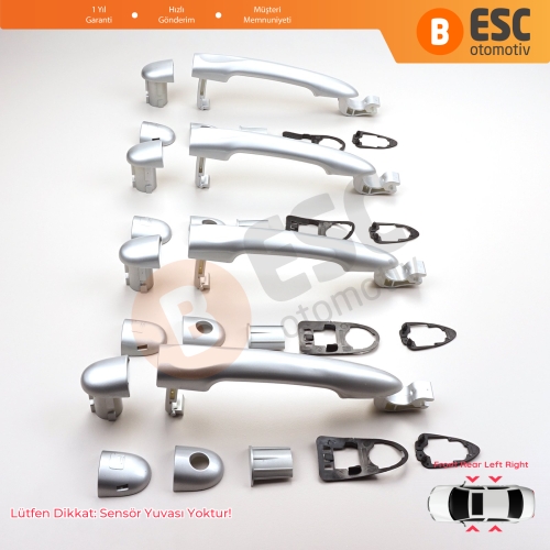 Renault Fluence Megane 3 Clio 4 Scenic 3 Captur 1 için 4 Adet Dış Kapı Açma Kolu Krom Renk 806B02596R