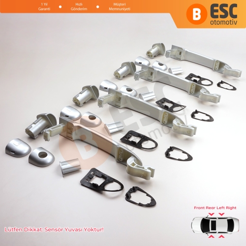 Renault Fluence Megane 3 Clio 4 Scenic 3 Captur 1 için 4 Adet Dış Kapı Açma Kolu Krom Renk 806B02596R