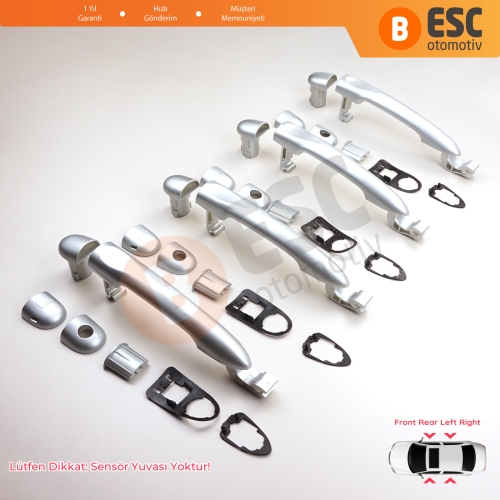 Renault Fluence Megane 3 Clio 4 Scenic 3 Captur 1 için 4 Adet Dış Kapı Açma Kolu Krom Renk 806B02596R