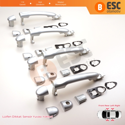 Renault Fluence Megane 3 Clio 4 Scenic 3 Captur 1 için 4 Adet Dış Kapı Açma Kolu Krom Renk 806B02596R