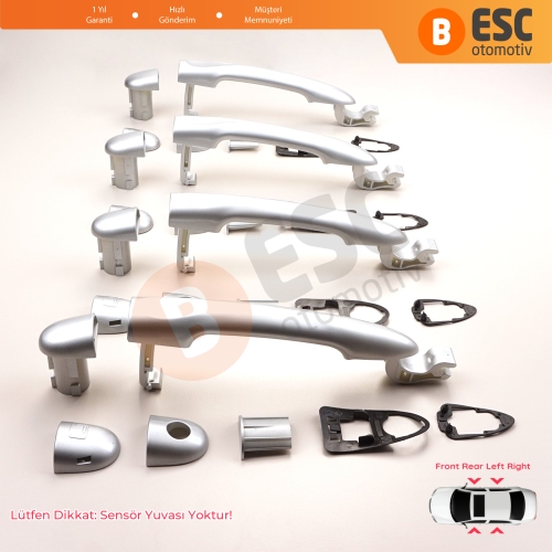 Renault Fluence Megane 3 Clio 4 Scenic 3 Captur 1 için 4 Adet Dış Kapı Açma Kolu Krom Renk 806B02596R