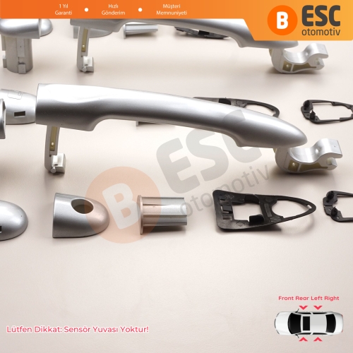 Renault Fluence Megane 3 Clio 4 Scenic 3 Captur 1 için 4 Adet Dış Kapı Açma Kolu Krom Renk 806B02596R