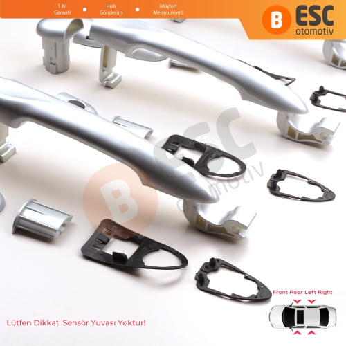 Renault Fluence Megane 3 Clio 4 Scenic 3 Captur 1 için 4 Adet Dış Kapı Açma Kolu Krom Renk 806B02596R