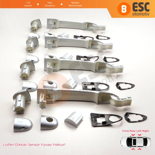 Renault Fluence Megane 3 Clio 4 Scenic 3 Captur 1 için 4 Adet Dış Kapı Açma Kolu Krom Renk 806B02596R