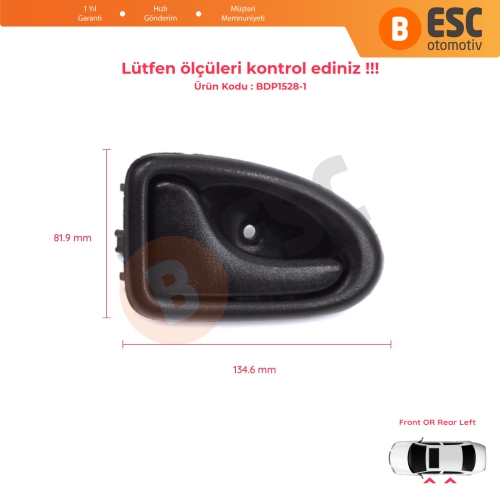 Renault Clio 2 Scenic Megane 1 Trafic Master 2 Mascott Logan 1 Movano Vivaro A Interstar Primastar 1 Daily 7700434716 İçin Siyah Sol Kapı İç Açma Kolu Kancalı Tip
