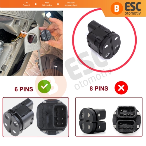 Ford Fiesta MK5 JH JD Fusion JU Tourneo Connect MK1 Transit V347 V348 6S6T14529AB İçin Sol Ön Kapı Cam İkili Açma Düğmesi