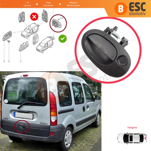 Renault Kangoo KC Express FC Nissan Kubistar MK1 X76 8200153666 için Tek Kapı Arka Bagaj Açma Kapı Kolu Siyah
