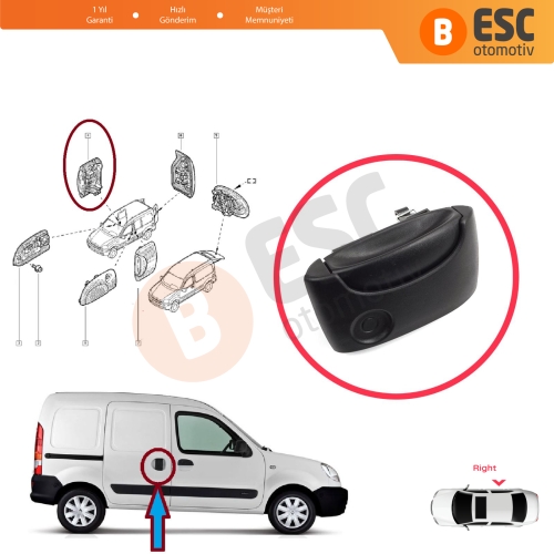 Renault Kangoo KC Express FC Nissan Kubistar MK1 X76 8200107372 için Sağ Yan Sürgülü Kapı Dış Açma Kolu Siyah