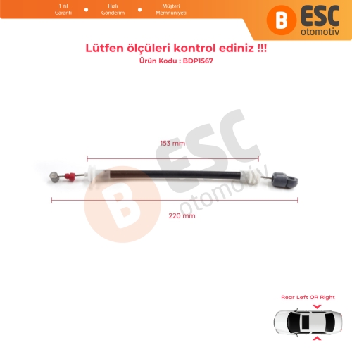 BMW X5 E53 2000-2006 51228243635 51228243636 için Arka Dış Kapı Kolu Taşıyıcı Açma Teli 220 mm 