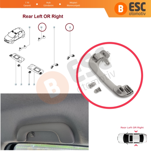 Renault Megane 3 4 Scenic 3 Clio 4 Kadjar Captur  Master 3 Movano 739400011R İçin Arka Kapı Yolcu Tavan El Tutamağı Açık Gri