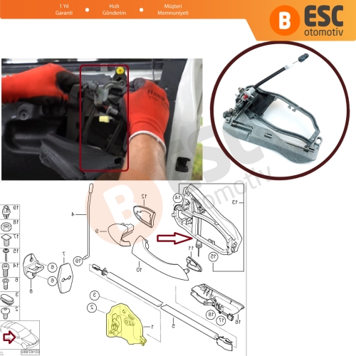 BMW X5 E53 2000-2006 İçin Ön Sağ Kapı Kolu Metal Taşıyıcı Mekanizma Braketi 51218243616