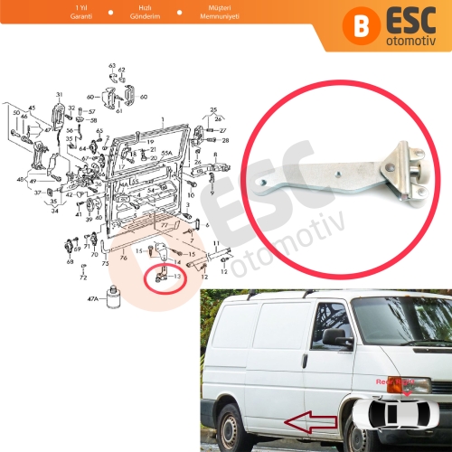 VW Transporter T4 Caravelle Multivan 1990-2003 701843406B için Sağ Arka Sürgülü Kapı Alt Makarası