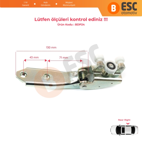 VW Transporter T4 Caravelle 1990-2003 için Sağ Arka Sürgülü Kapı Orta Makarası 701843336A