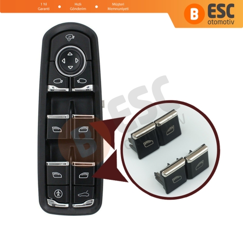 Porsche İçin 4 Adet Sürücü Cam Açma Düğme Kapağı 7PP959858R DML