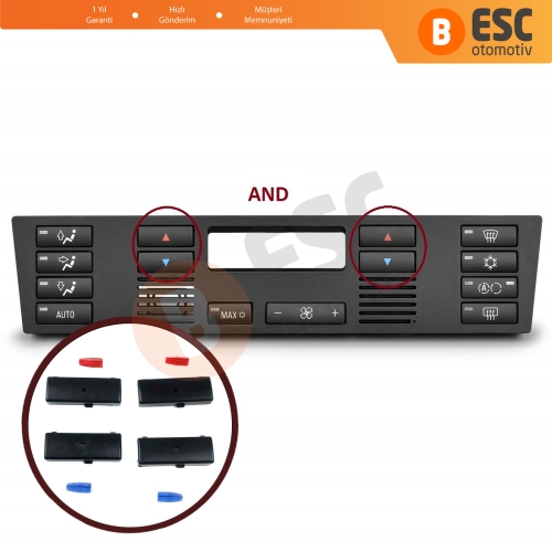 BMW X5 E53 2000-2006 5 Serisi E39 1996-2003 64116915812 İçin 4 Adet Klima Kontrol Isı Sıcaklık Arttırma Azaltma Düğme Kapak Seti