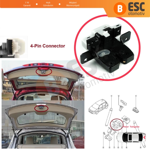  Renault Clio MK3 Megane Scenic MK2 Modus Nissan Micra III K12 Tiida Qashqai J10 8200947699 İçin Arka Bagaj Kapak Kilidi