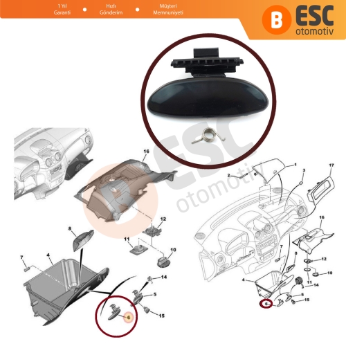 Elysee C2 C3 Peugeot 301 İçin Torpido Kapak Mandalı SİYAH 8218A3