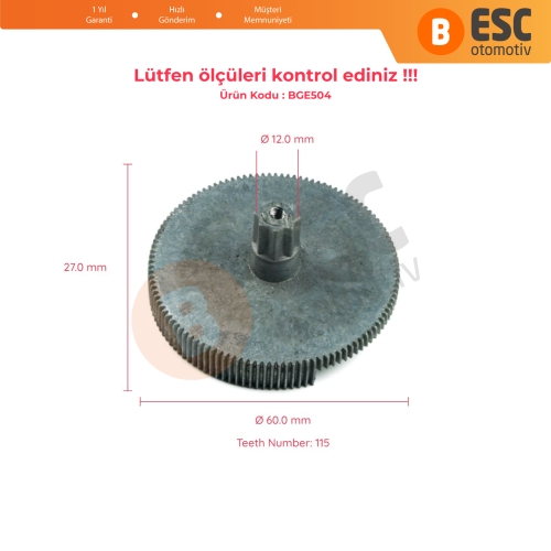 Mercedes Type 2 İçin Arka Güneşlik Motoru Dişlisi