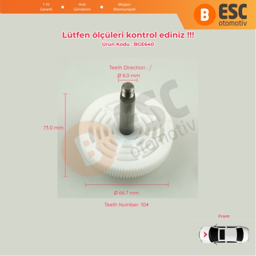 Nissan Primera için Ön Cam Silecek Motor Dişlisi 104 Diş