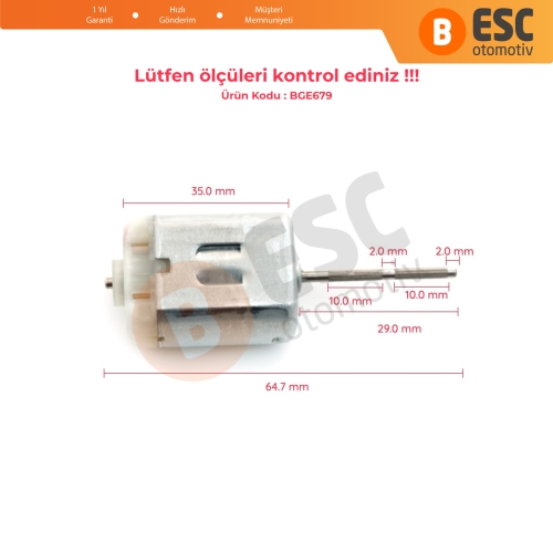 Araç Kapı Depo Kilit Dikiz Ayna Tamir İçin FC280 12V DC 29 mm Yivli Şaft Motor