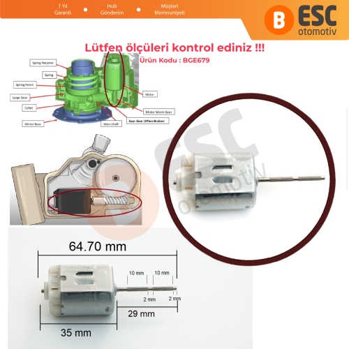 Araç Kapı Depo Kilit Dikiz Ayna Tamir İçin FC280 12V DC 29 mm Yivli Şaft Motor