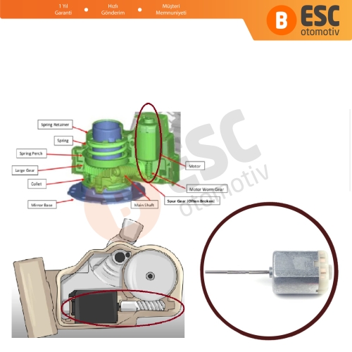 Araç Kapı Depo Kilit Dikiz Ayna Tamir İçin FC280 12V DC 35 mm Yivli Şaft Motor