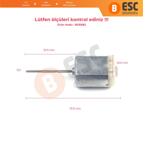 Araç Kapı Depo Kilit Dikiz Ayna Tamir İçin FC280 12V DC 35 mm Yivli Şaft Motor