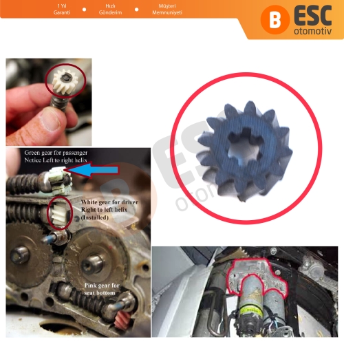 BMW 3 Serisi E36 1990-2000 için Elektrikli Koltuk Arkalığı Yatırma Ayar Aktüatör Motoru Tamir Dişlisi