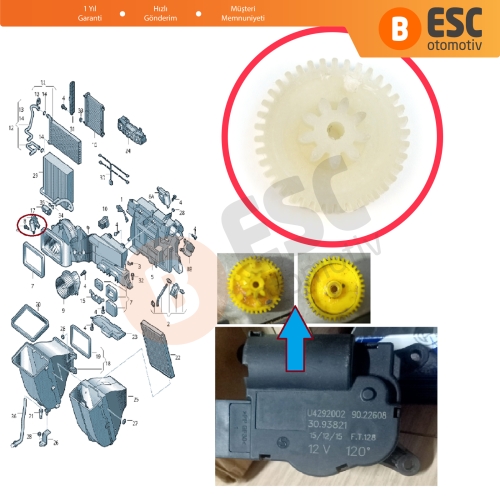 Mercedes Sprinter 906 Vito 639 VW Crafter 2E 2F Peugeot 3008 5008 MK1 İçin Klima Havalandırma Flap Kapak Yönlendirme Klepe Motor Tamir Dişlisi