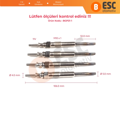 BMW Jeep İçin 4 Adet Isıtma Bujisi GX2106, 12237786869, GE102