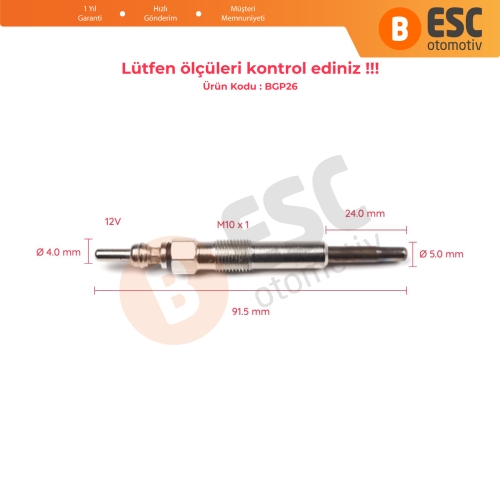 Audi VW Seat Skoda Renault İçin 1 Adet Isıtma Bujisi N10140101