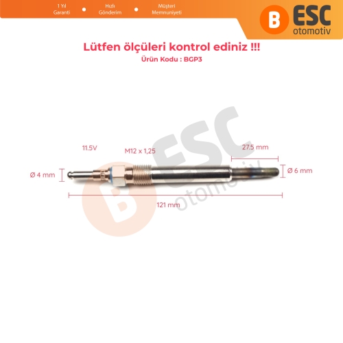 Mercedes İçin 1 Adet Isıtma Bujisi GX119, 0100226258, 88900724