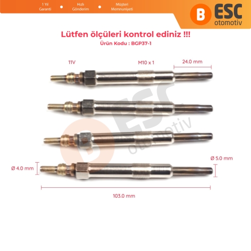 Fiat Alfa Lancia Opel İçin 4 Adet Isıtma Bujisi GX103, 0100226436