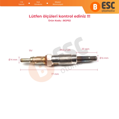 Fiat 1 9 D İçin 1 Adet Isıtma Bujisi GX91, 0100226391