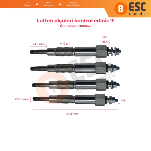 Nissan İçin 4 Adet Isıtma Bujisi 11 Volt 11065 57J00, 0100226513