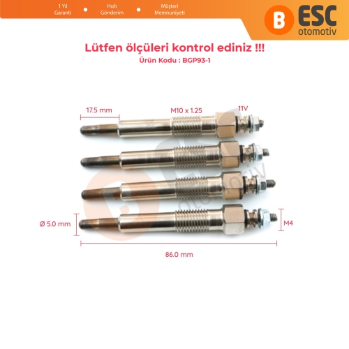 Opel Astra F Corsa Combo Vectra İçin 4 Adet Kızdırma Bujisi 90569338 09118201 11 V