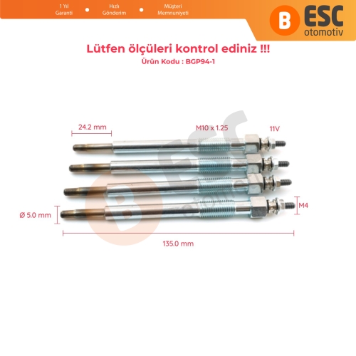 Opel Renault Saab 3.0 Motor İçin 4 Adet Kızdırma Bujisi 7701057806 1214079 11 V