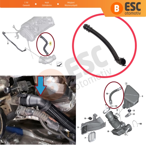 BMW 1 2 3 4 5 7 X1 X3 X4 X5 F30 Series B37 B47 N47 Motor 13717823517 için Hava Filtresi Emme Giriş Havalandırma Borusu