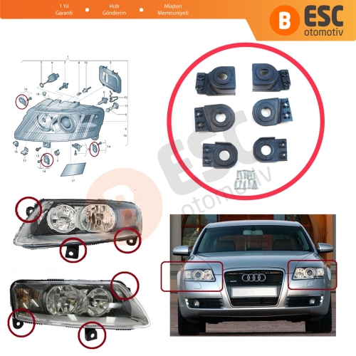 Audi A6 C6 S6 RS6 Avant Quattro Allroad 2004-2011 4F0998121 4F0998122 İçin Sağ Sol Ön Taraf Far Tamir Seti
