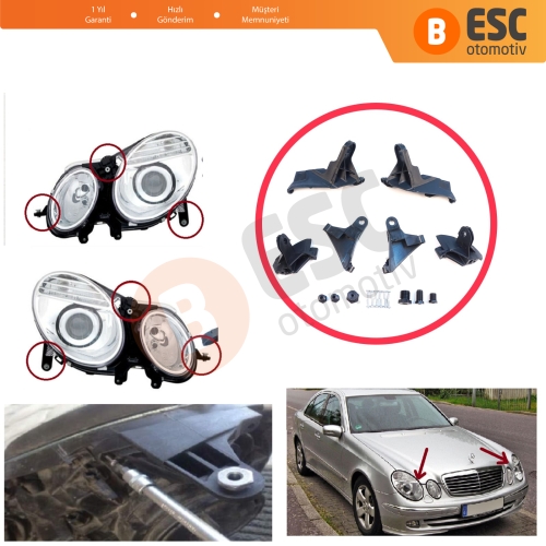 Mercedes E Class W211 S211 2002-2009 A2118201314 A2118201414 için Sağ Sol Far Ayak Tamir Seti