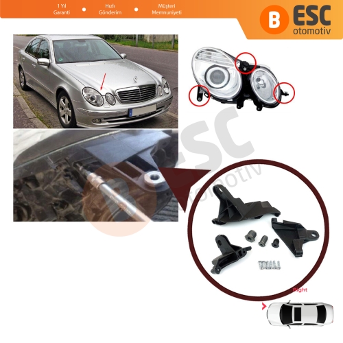 Mercedes E Class W211 S211 2002-2009 A2118201414 için Sağ Far Ayak Tamir Seti 